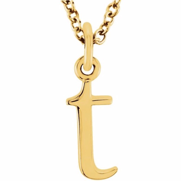 14k Gold Lowercase Initial 't' Necklace - Picture 1 of 3